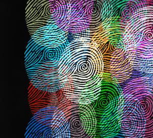 Diverse identity concept as finger prints of different colors-cropped