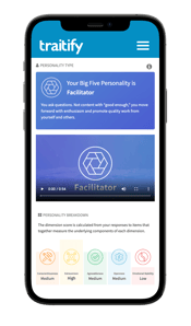 Traitify Big 5 Assessment results preview on mobile phone