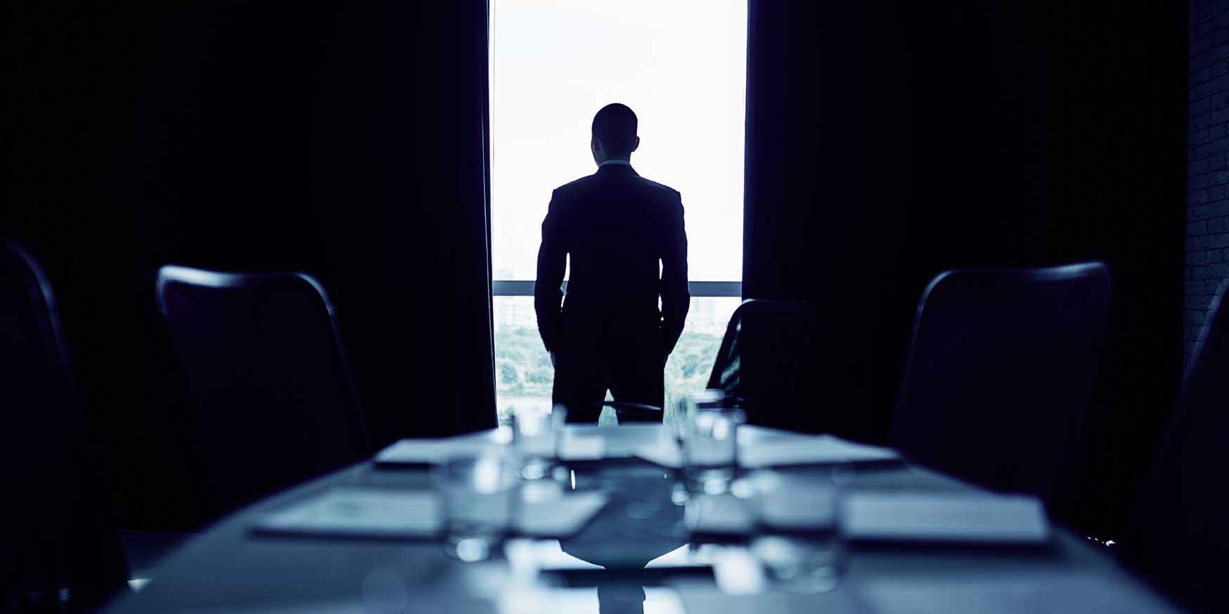 Business leader decision-making silhouette