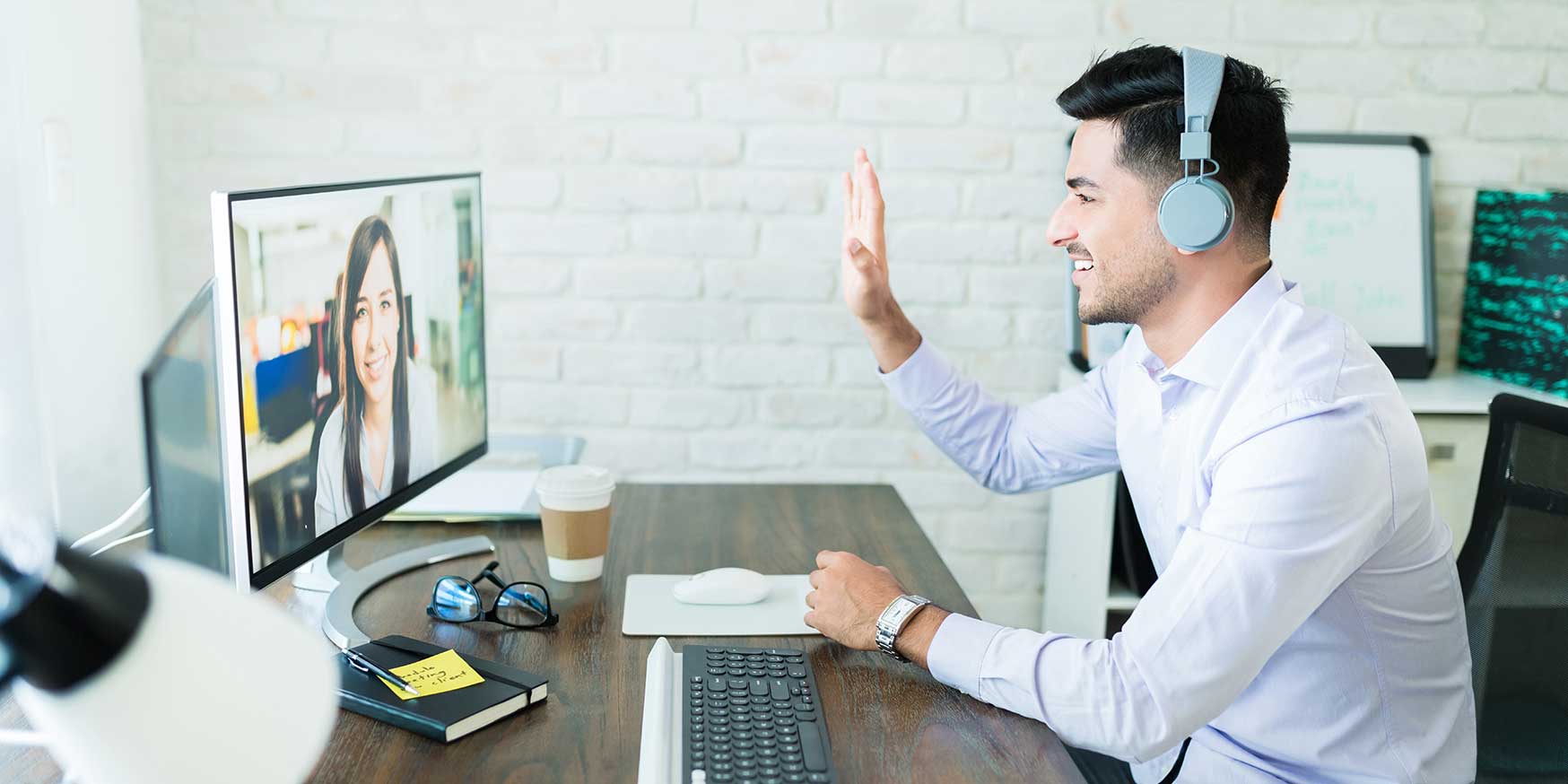 Professionals Greeting Through Conference Call for One-to-one